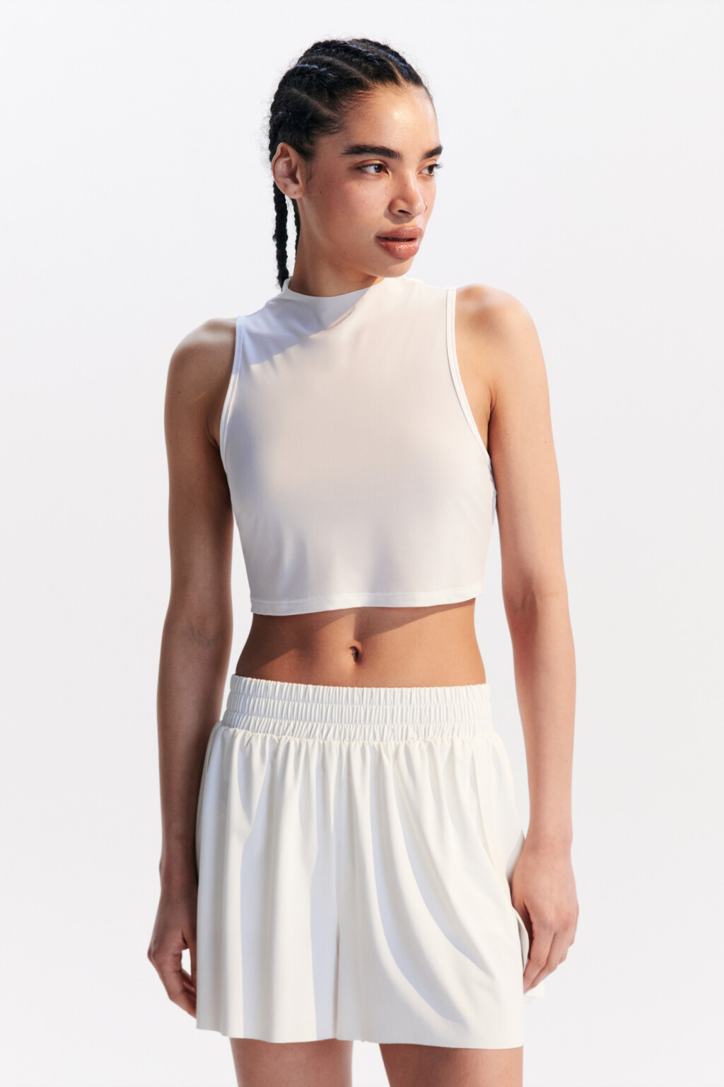 Майка-топ спортивная из сетки - цвет ванильный - 2