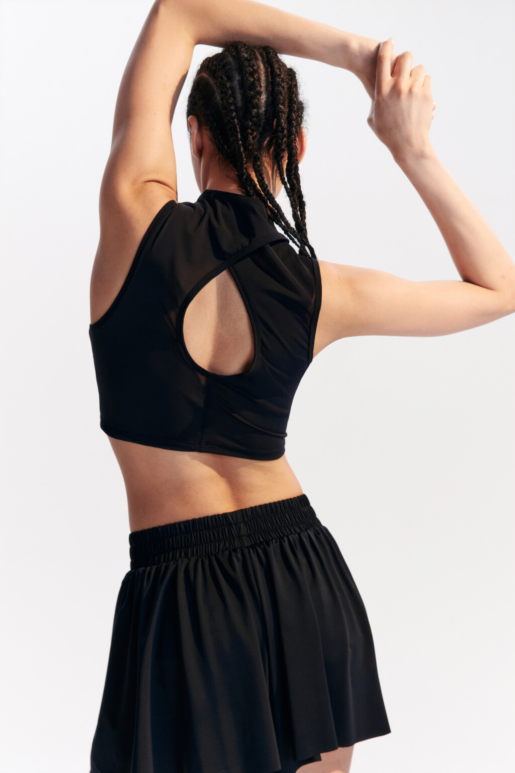 Майка-топ спортивная из сетки - цвет черный - 1