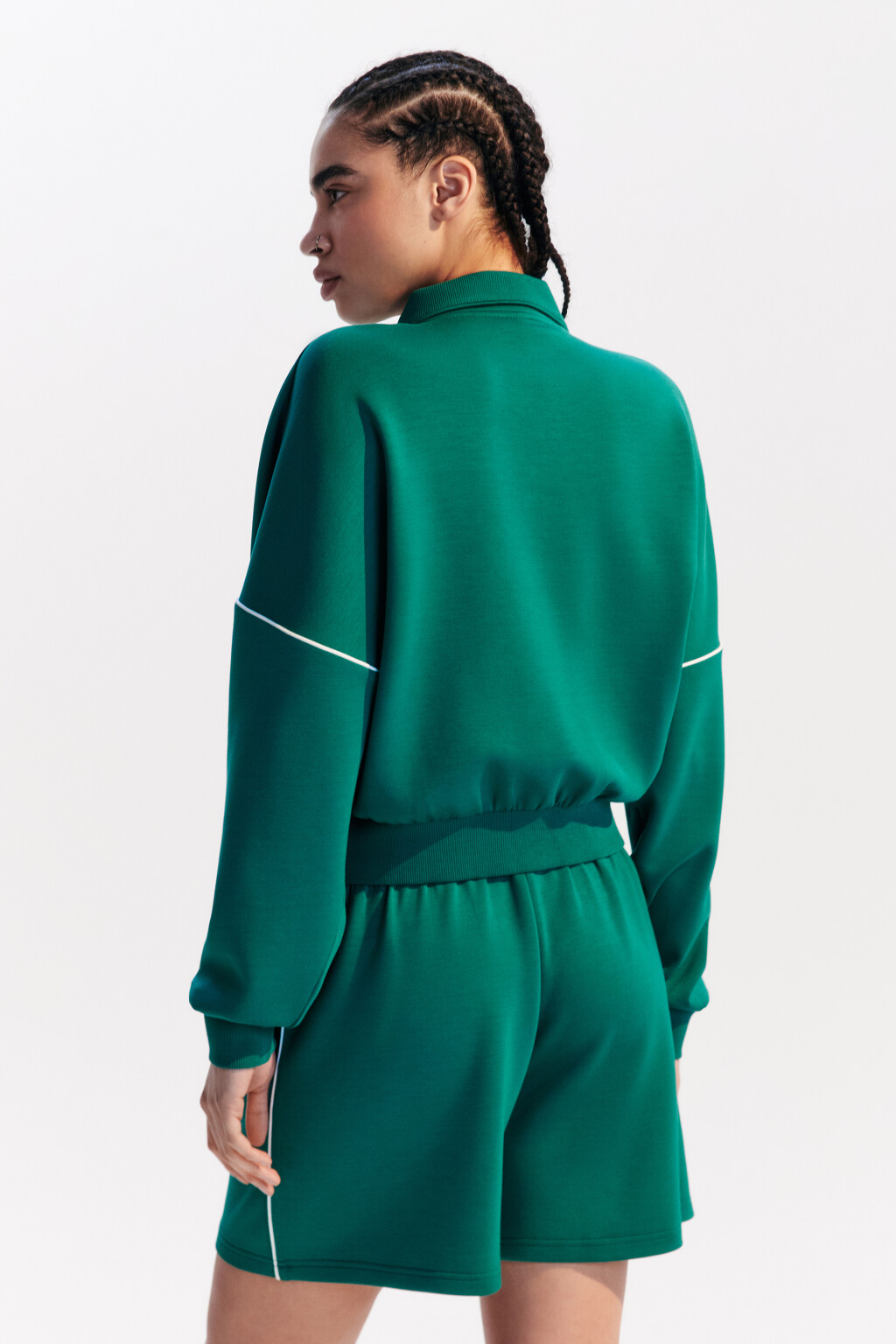 Толстовка спортивная с лампасами - цвет зеленый - 4