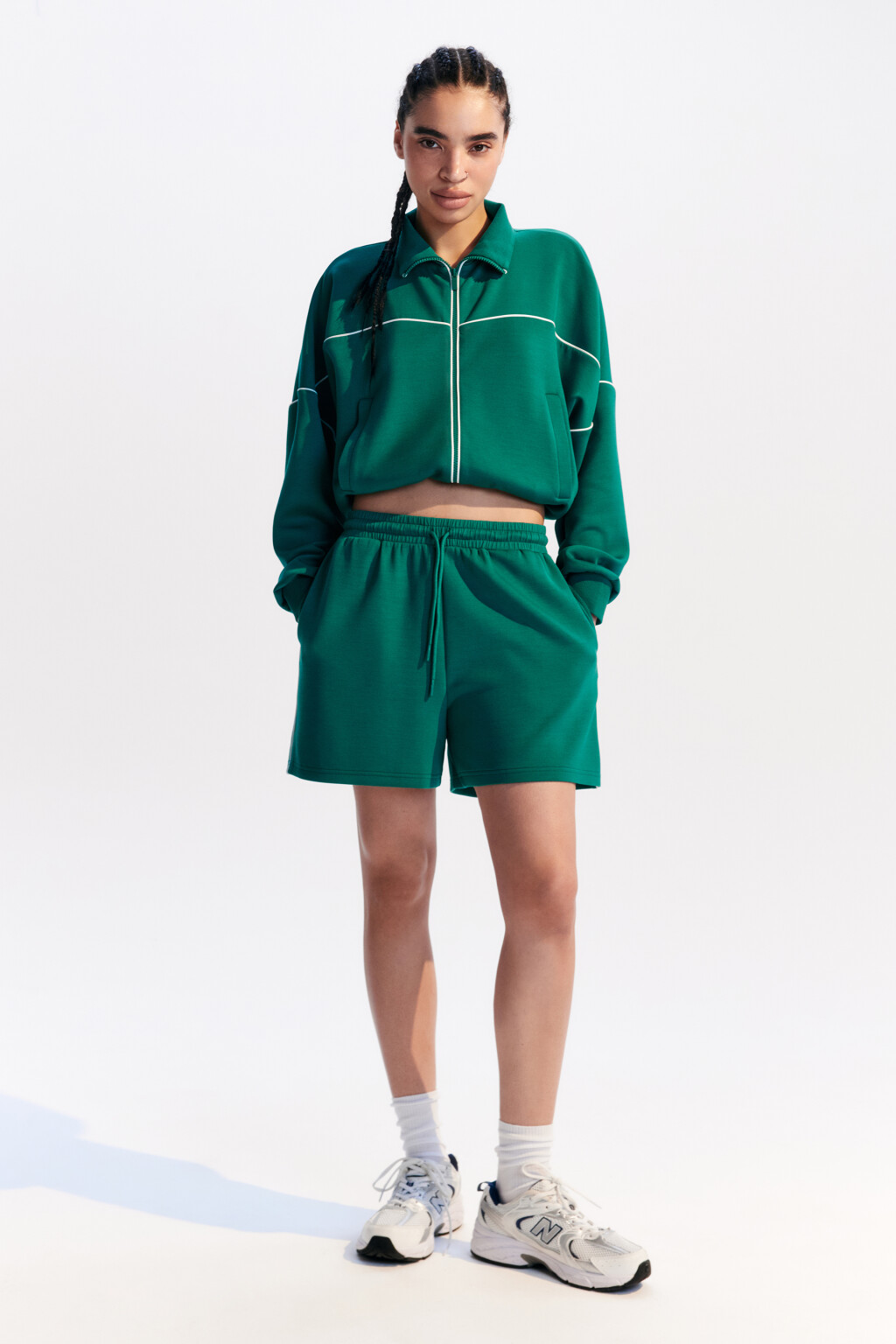 Толстовка спортивная с лампасами - цвет зеленый - 5