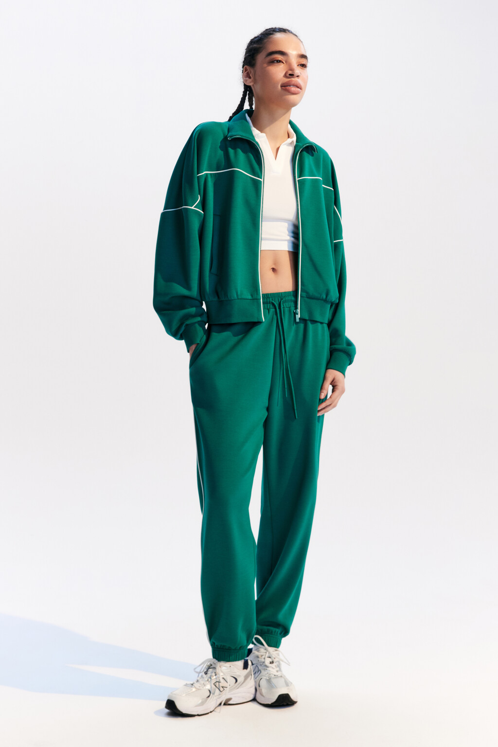 Толстовка спортивная с лампасами - цвет зеленый - 6