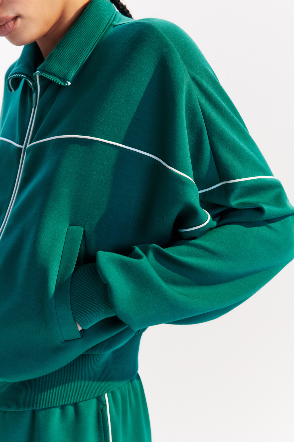 Толстовка спортивная с лампасами - цвет зеленый - 8