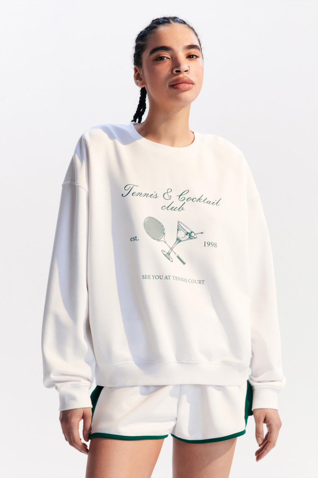 Свитшот oversize трикотажный с принтом - цвет ванильный - 3