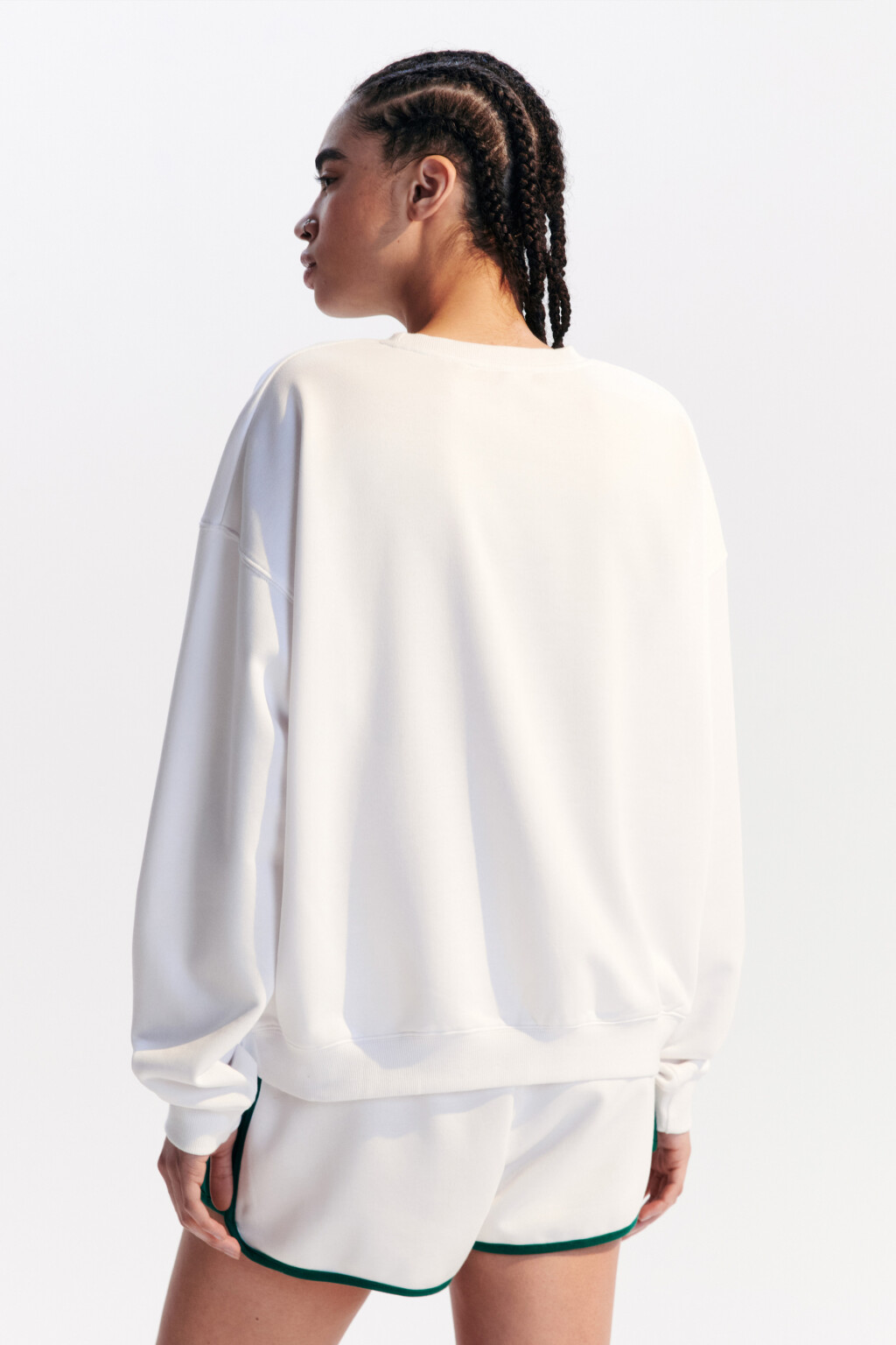 Свитшот oversize трикотажный с принтом - цвет ванильный - 4