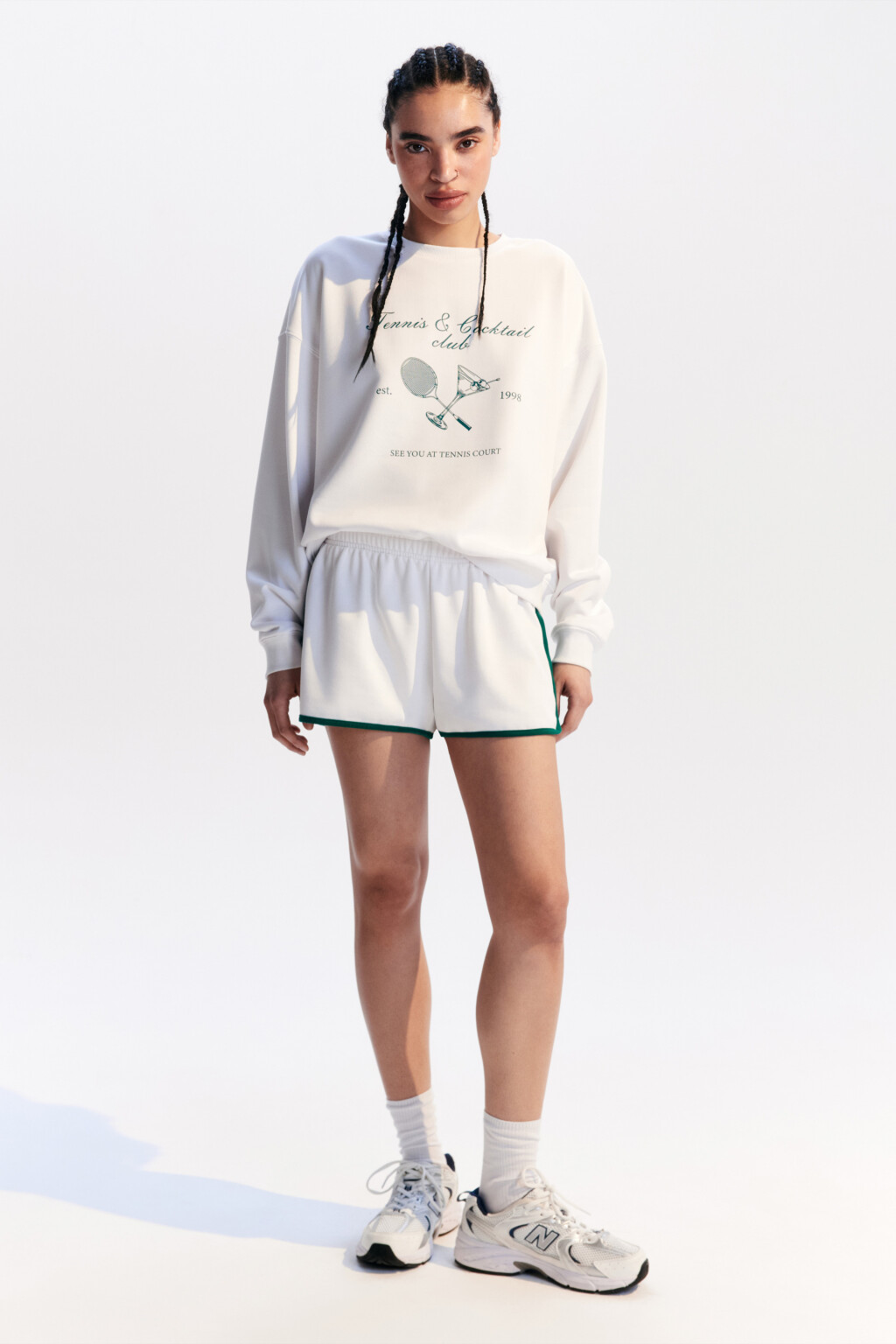 Свитшот oversize трикотажный с принтом - цвет ванильный - 5