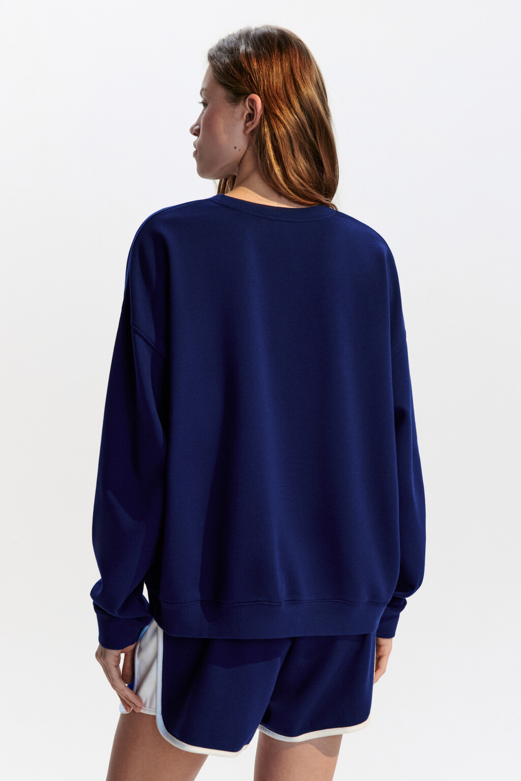 Свитшот oversize трикотажный с принтом - цвет синий - 3