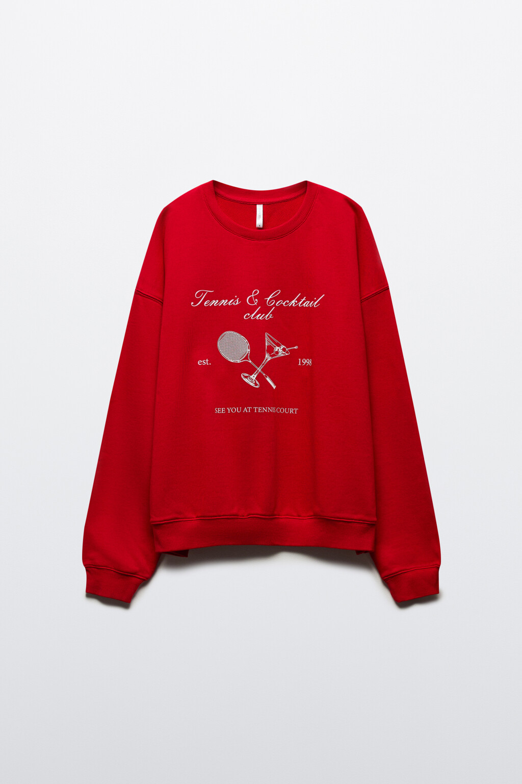 Свитшот oversize трикотажный с принтом - цвет красный - 7