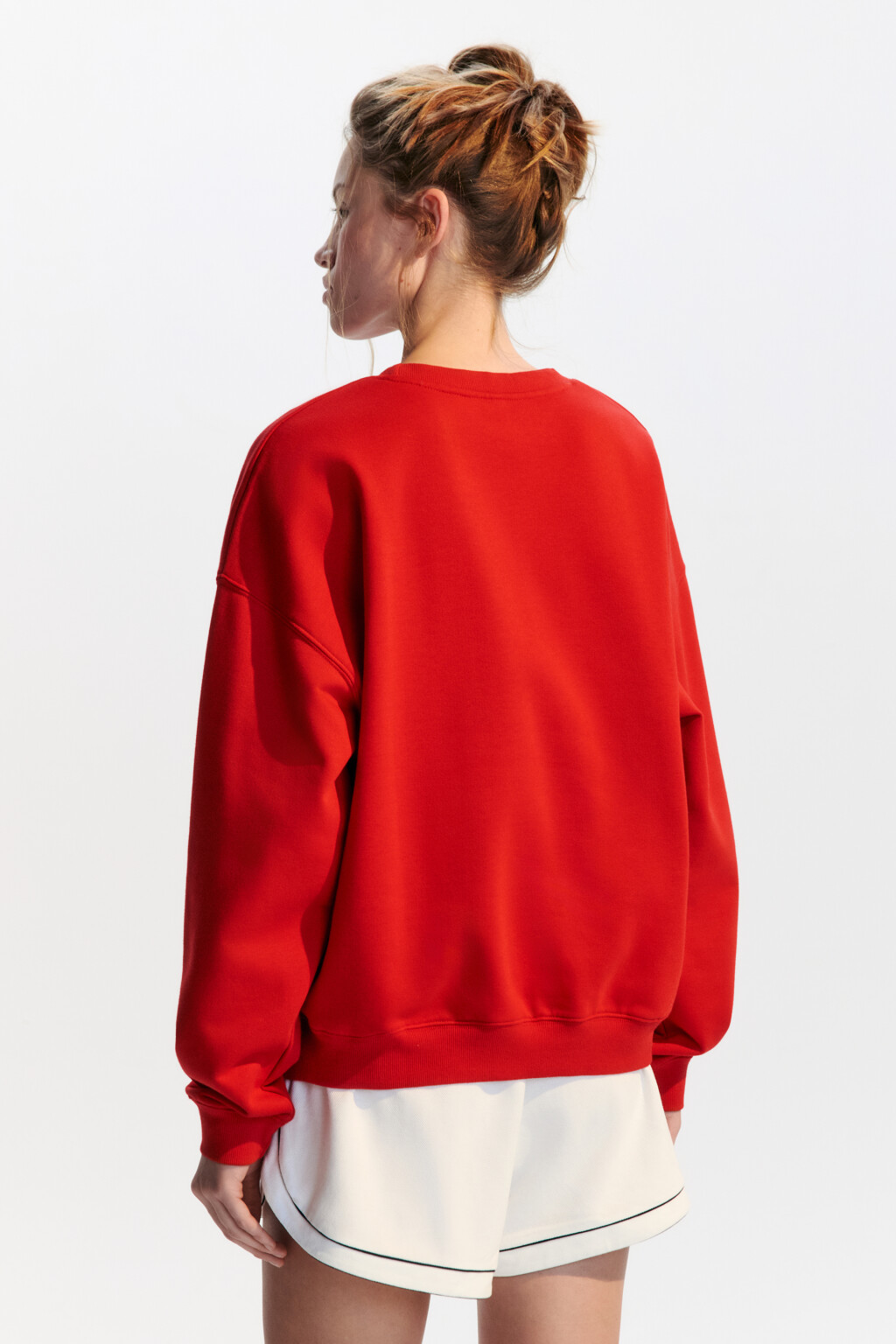 Свитшот oversize трикотажный с принтом - цвет красный - 3