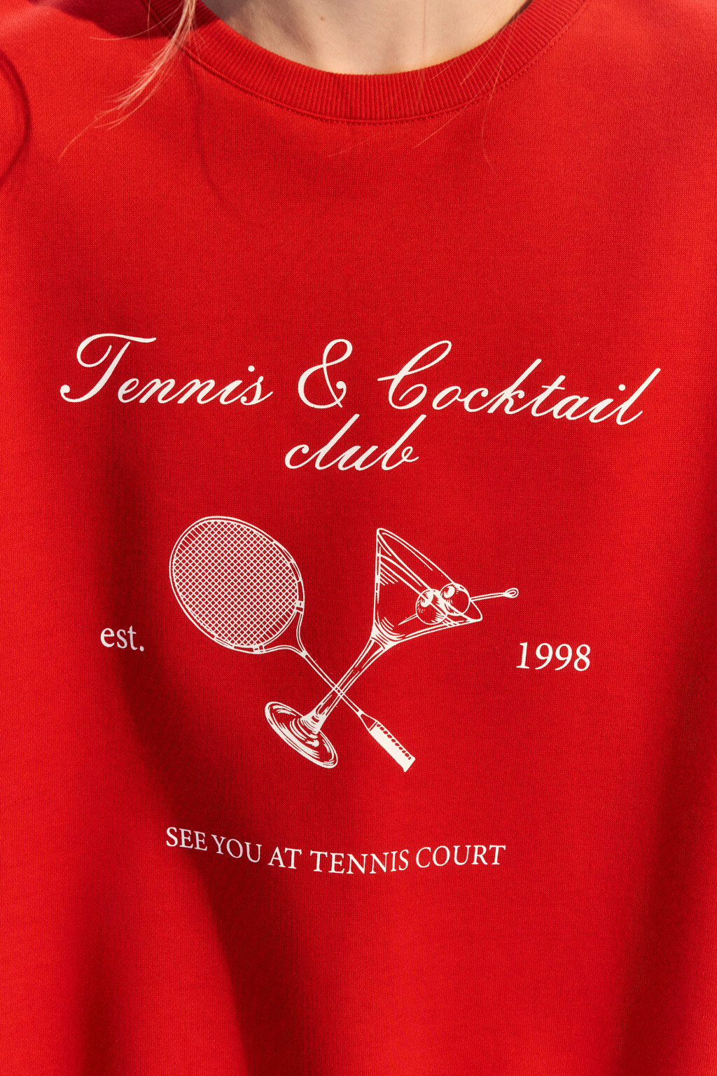 Свитшот oversize трикотажный с принтом - цвет красный - 5