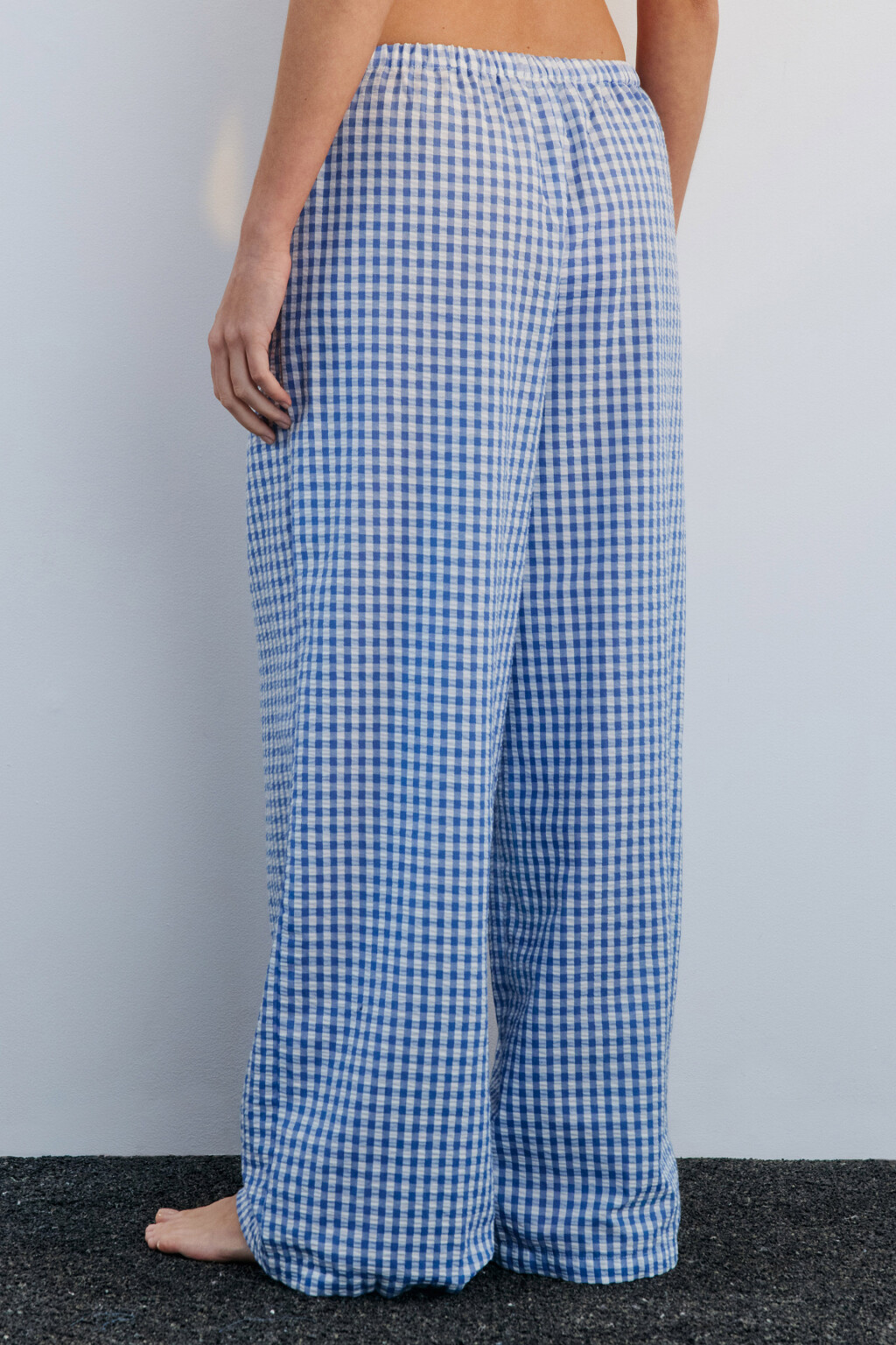 Брюки домашние из жатой ткани - цвет синий - 3