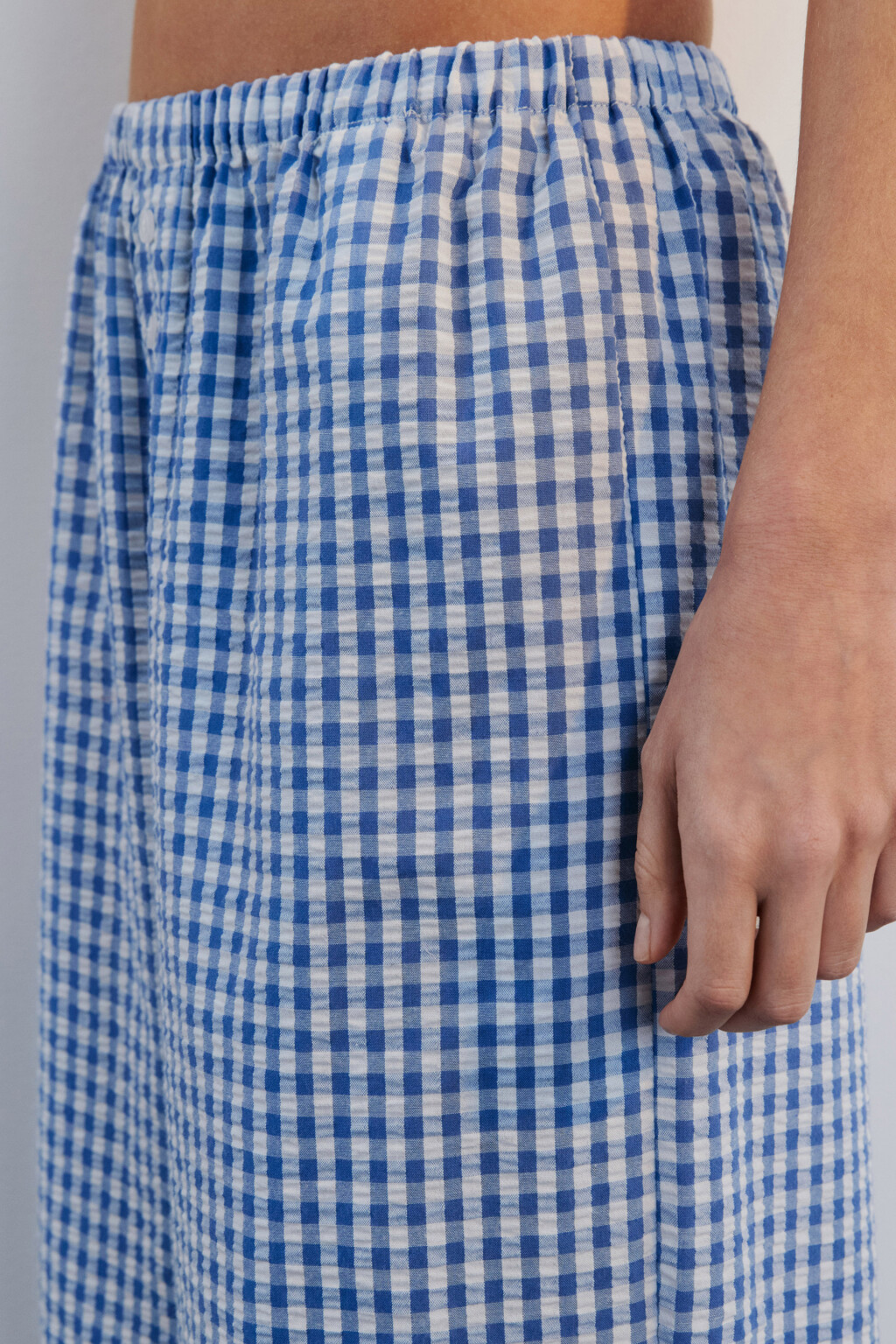 Брюки домашние из жатой ткани - цвет синий - 6