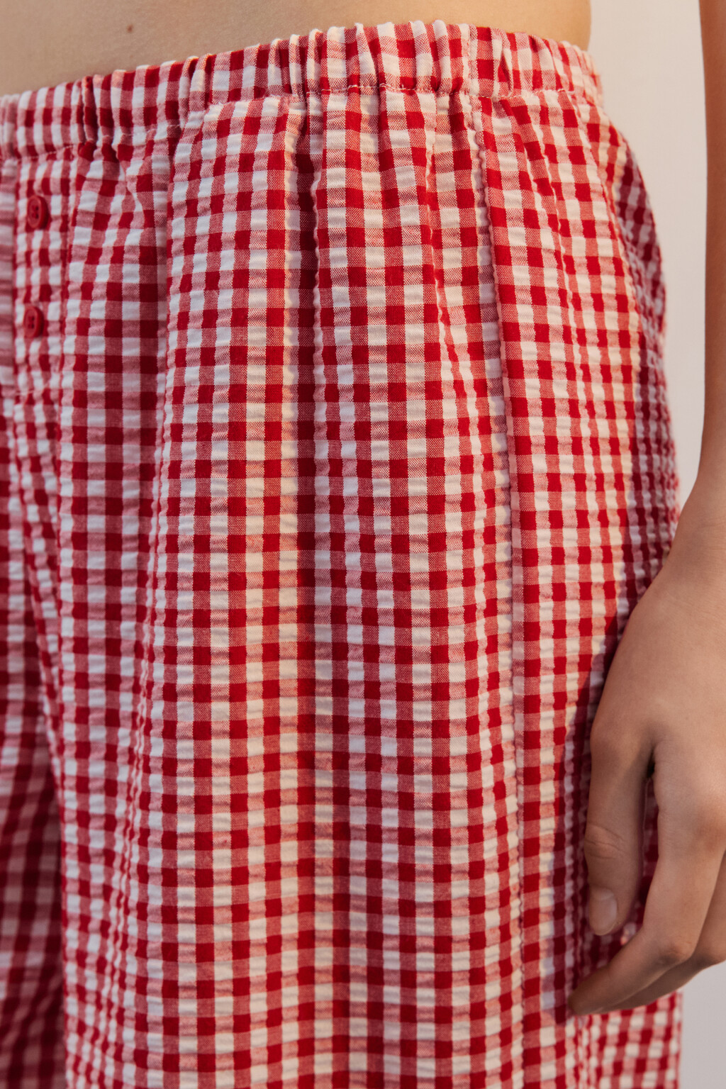 Брюки домашние из жатой ткани - цвет красный - 6