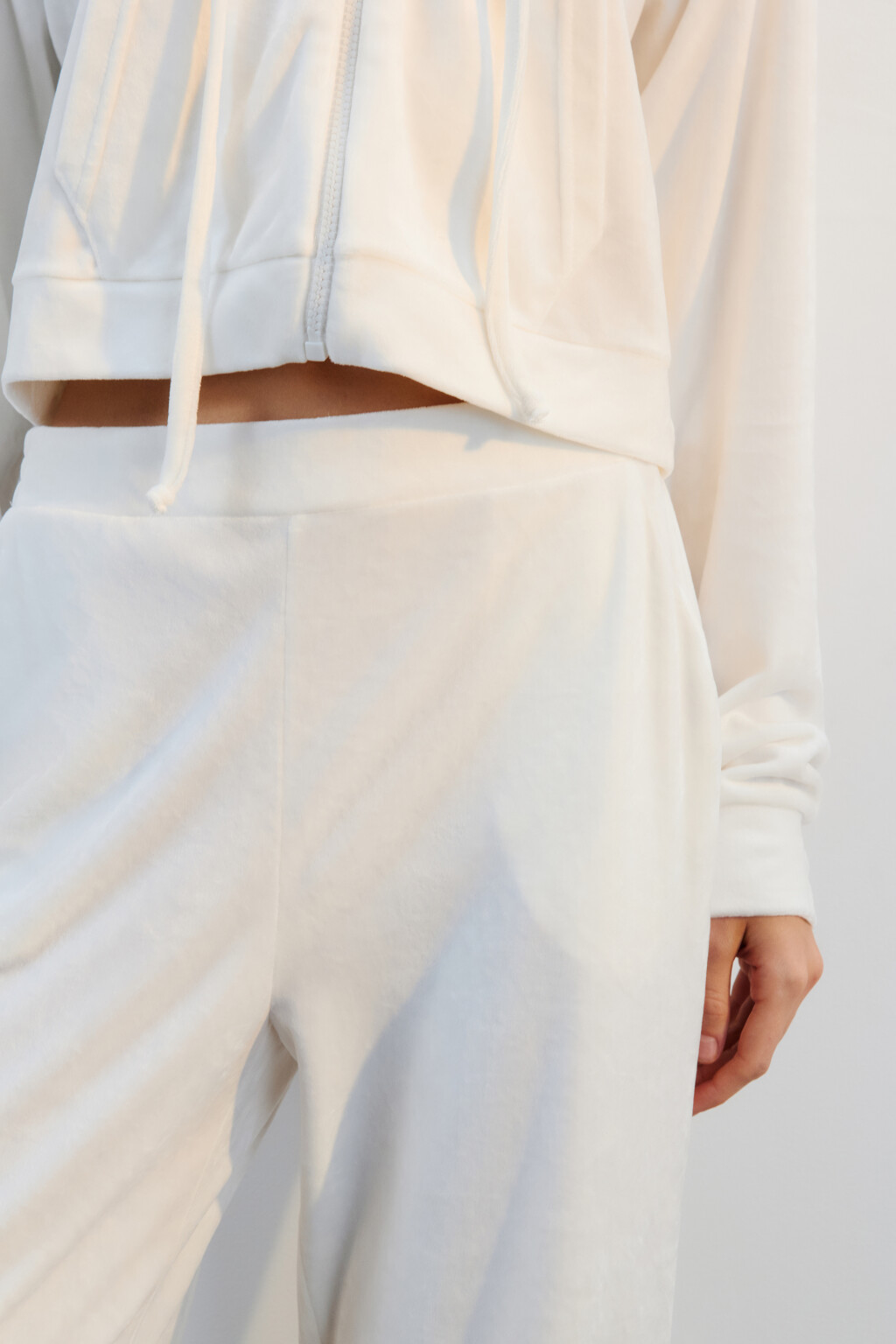 Брюки домашние из велюра - цвет ванильный - 5