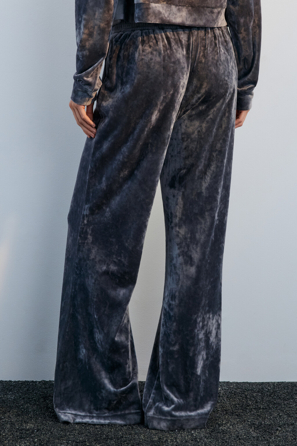 Брюки домашние из велюра - цвет серый - 3