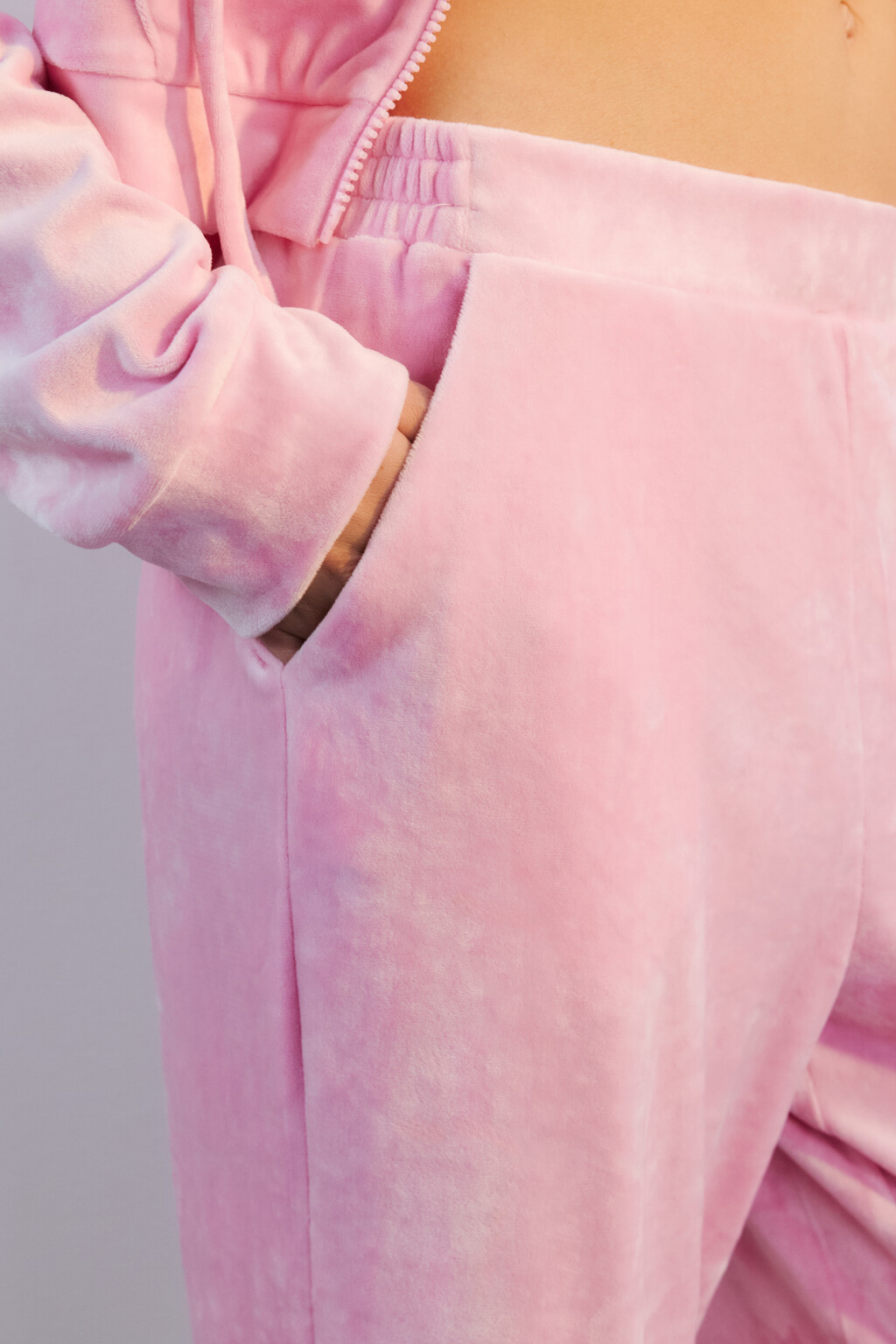 Брюки домашние из велюра - цвет розовый - 5