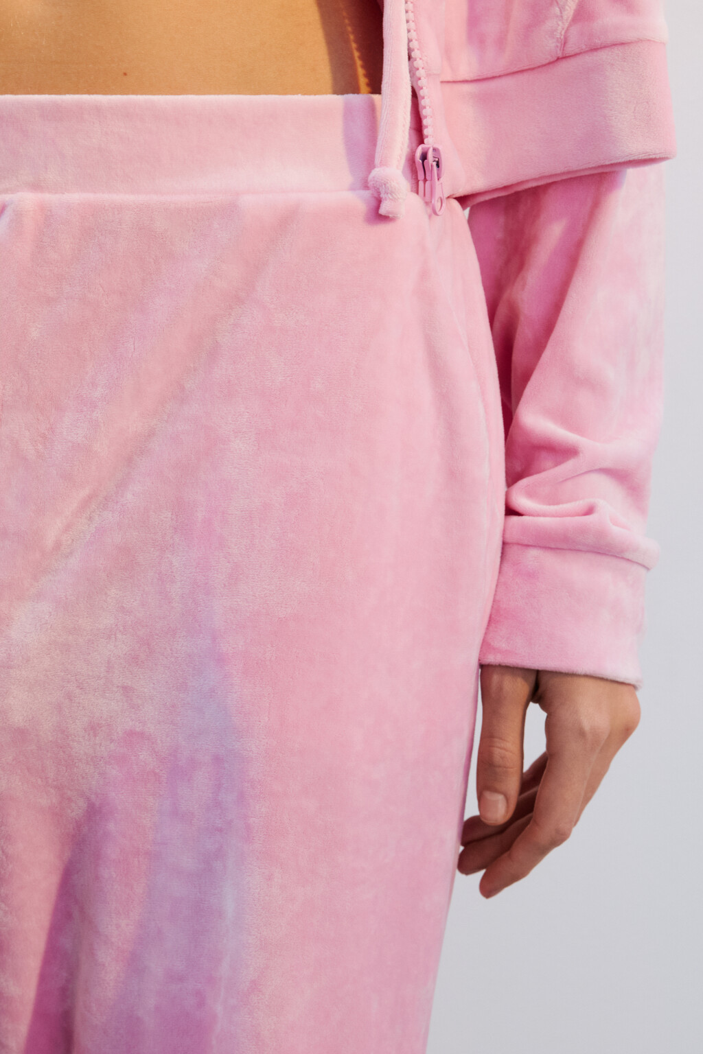 Брюки домашние из велюра - цвет розовый - 6
