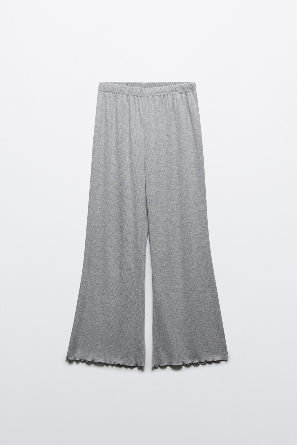 Брюки домашние широкие в рубчик - цвет серый - 7