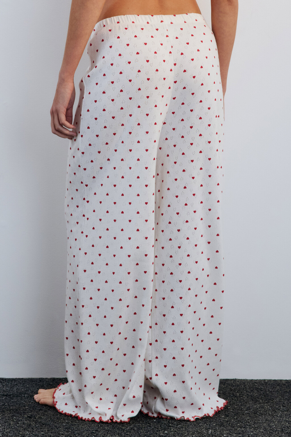 Брюки домашние хлопковые в сердечко - цвет красный - 3