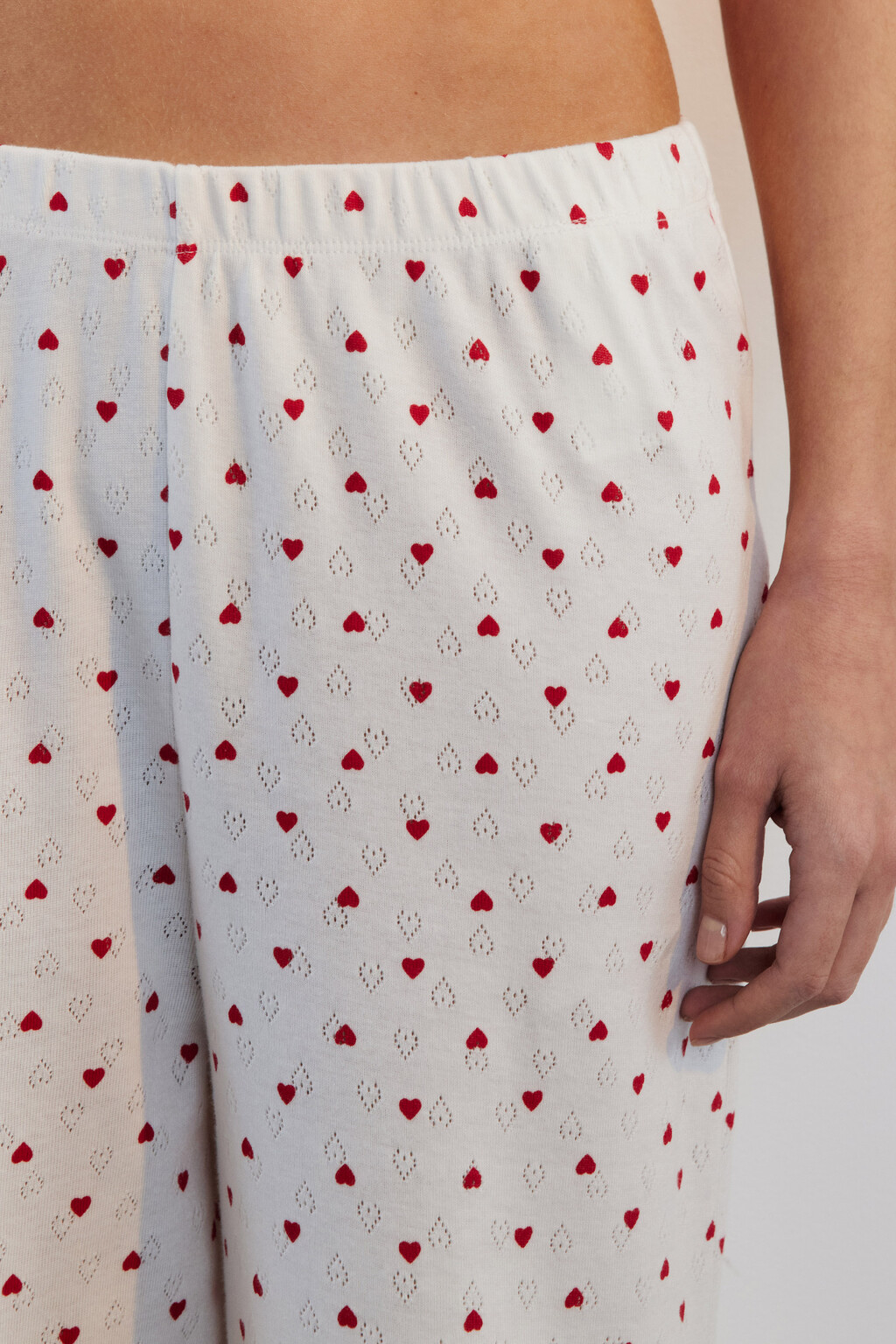 Брюки домашние хлопковые в сердечко - цвет красный - 5
