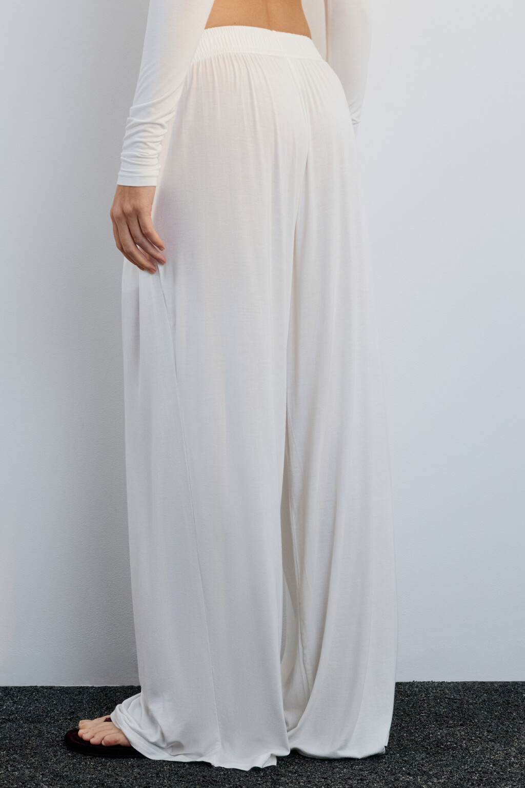 Брюки домашние широкие из вискозы - цвет ванильный - 3