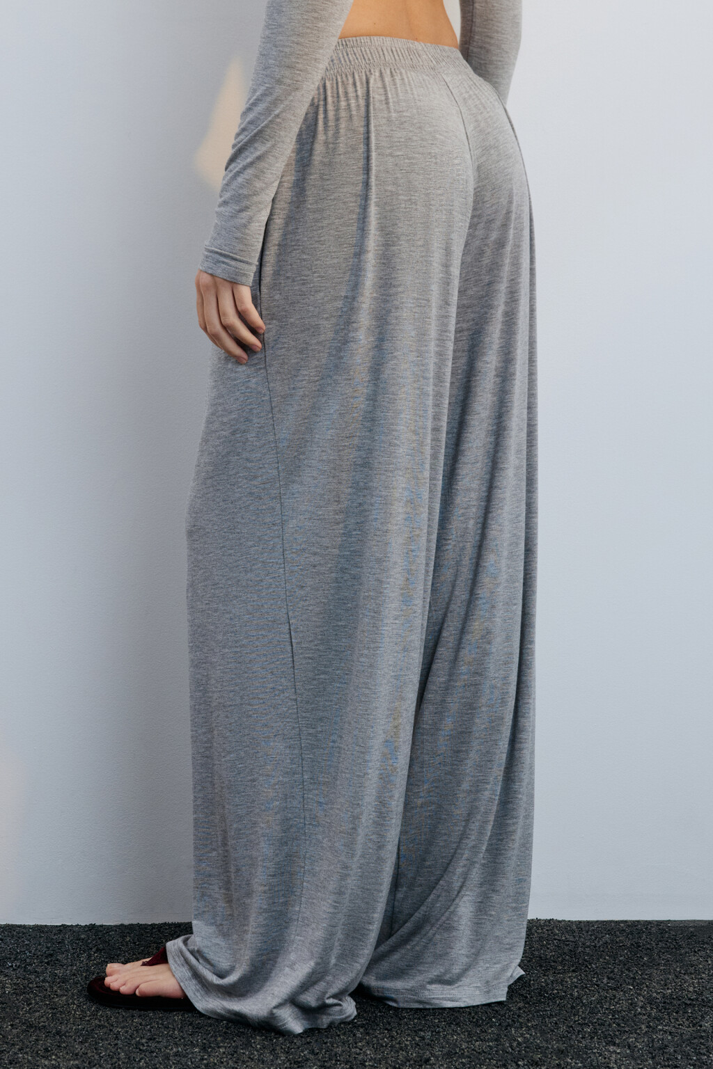 Брюки домашние широкие из вискозы - цвет серый - 3