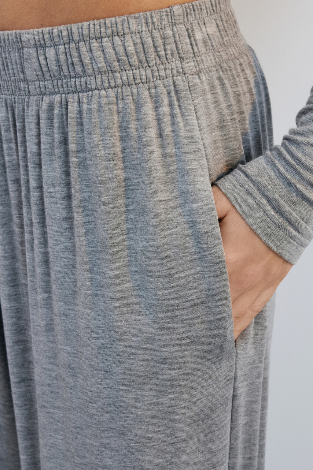 Брюки домашние широкие из вискозы - цвет серый - 5