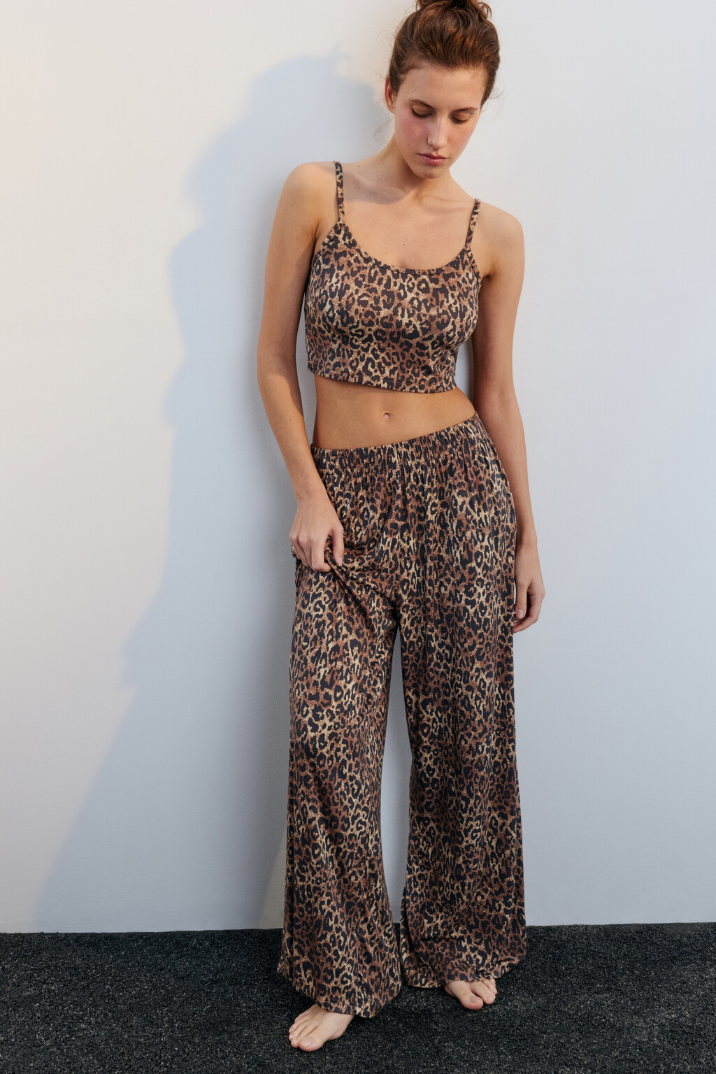 Брюки домашние широкие из вискозы - цвет мультиколор - 2