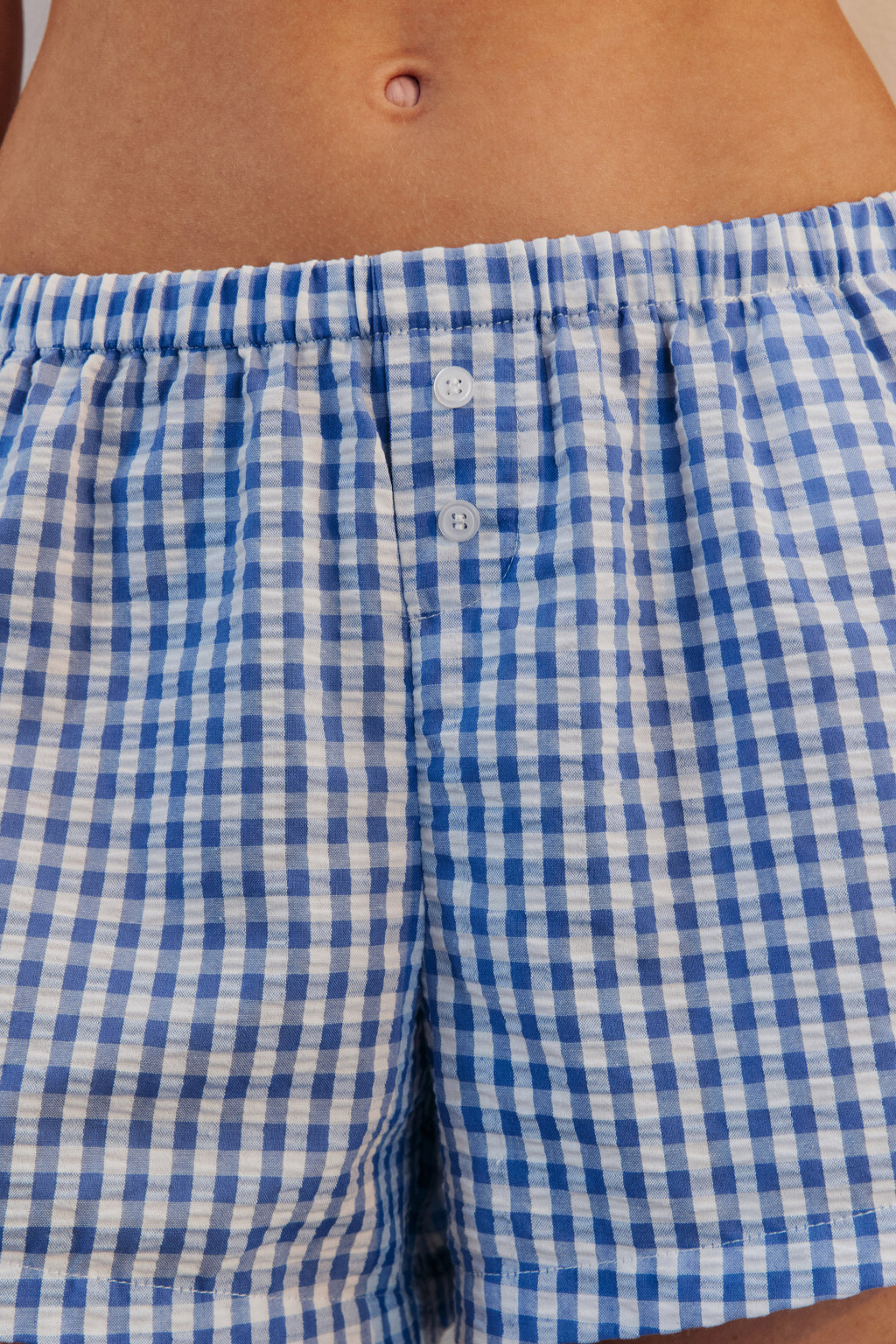 Шорты домашние из жатой ткани - цвет синий - 5