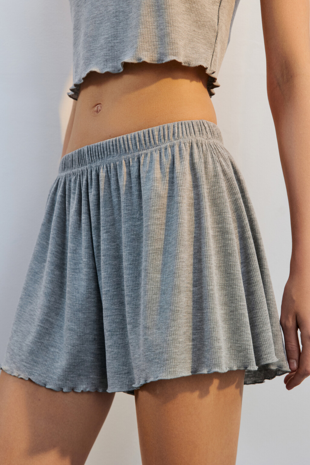 Шорты домашние свободные в рубчик - цвет серый - 6