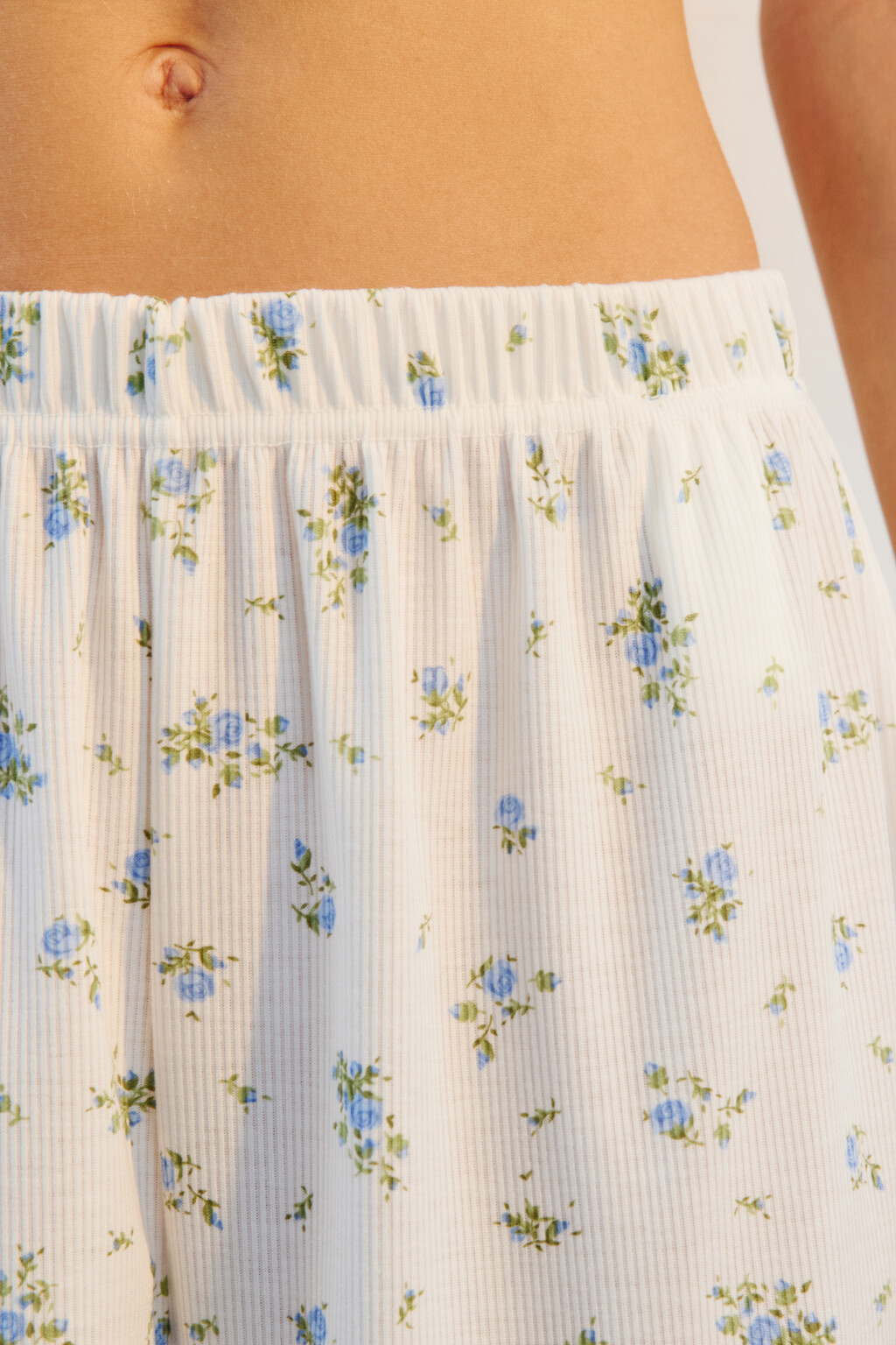 Шорты домашние свободные в рубчик - цвет голубой - 5