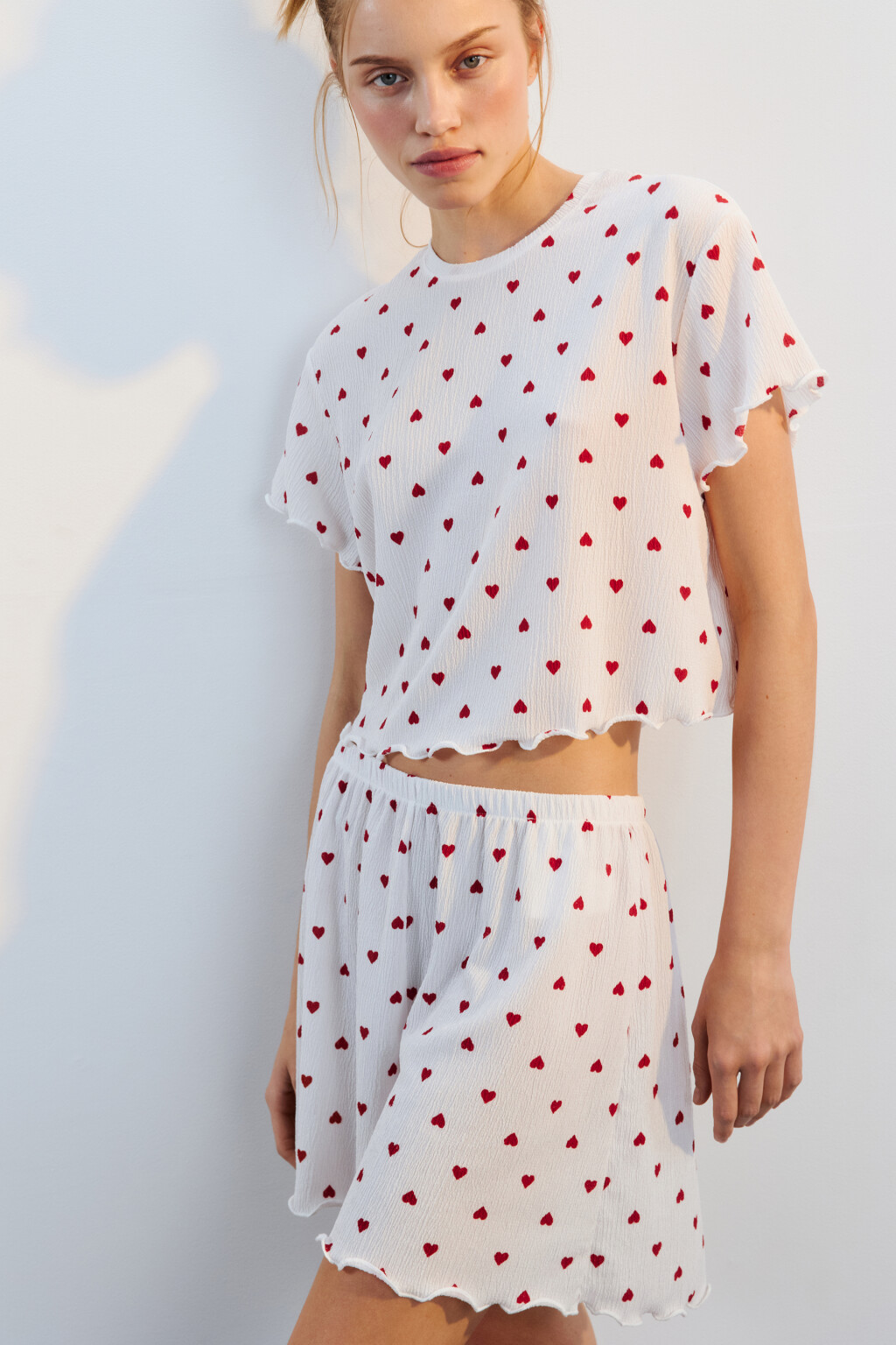 Шорты домашние в сердечко - цвет красный - 1