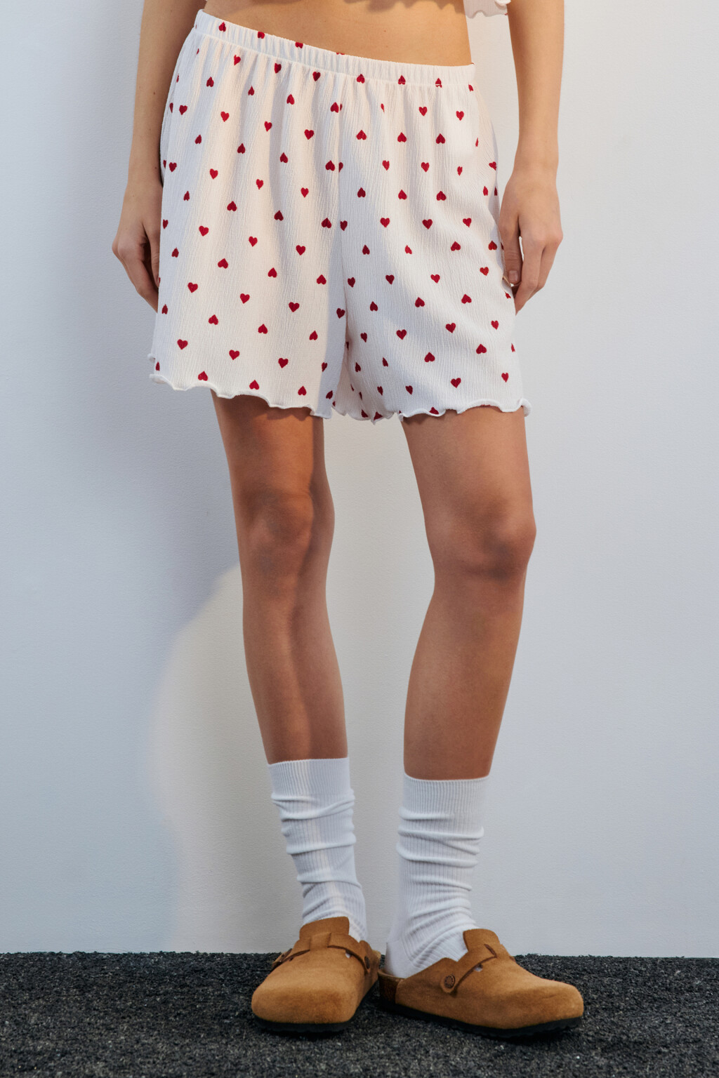 Шорты домашние в сердечко - цвет красный - 2