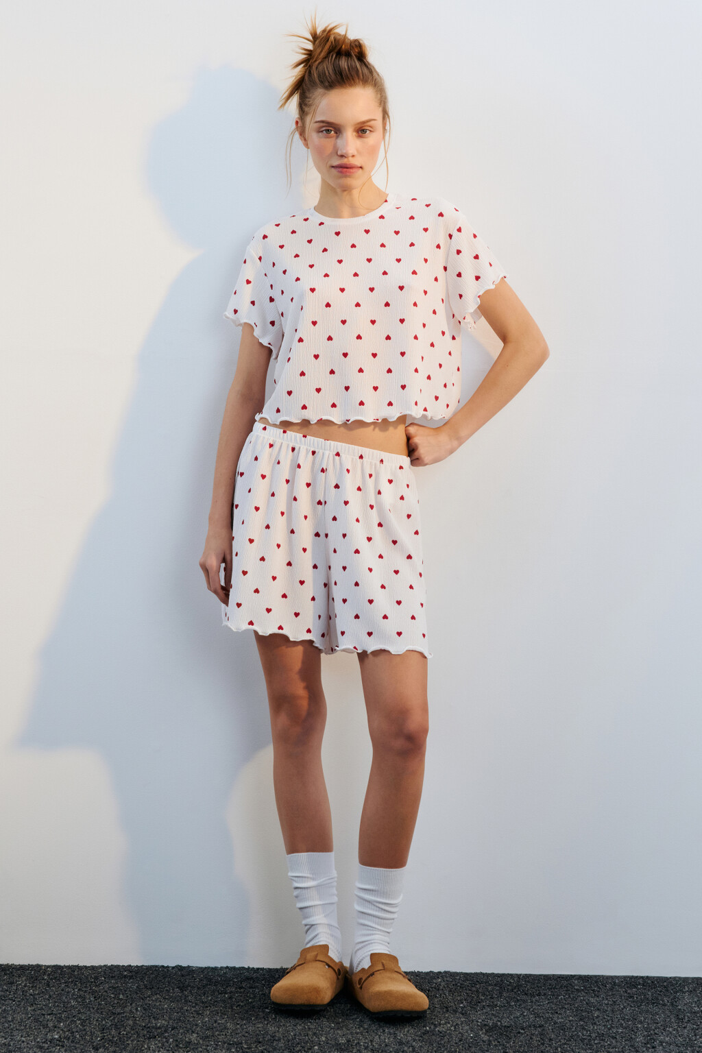 Шорты домашние в сердечко - цвет красный - 4