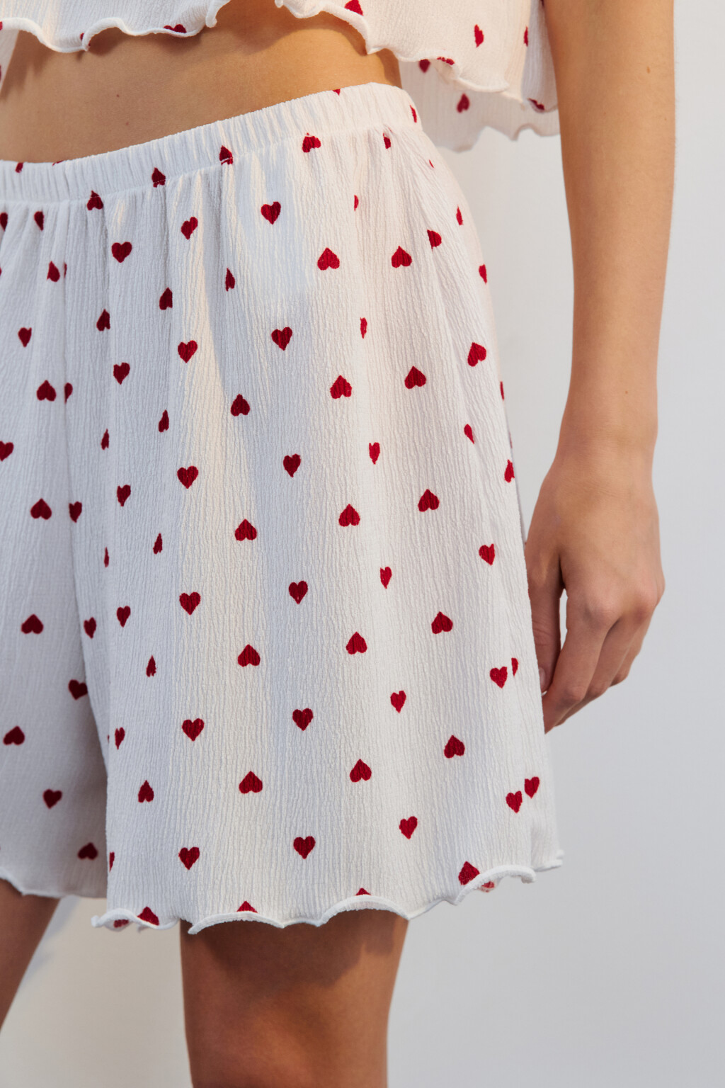 Шорты домашние в сердечко - цвет красный - 6