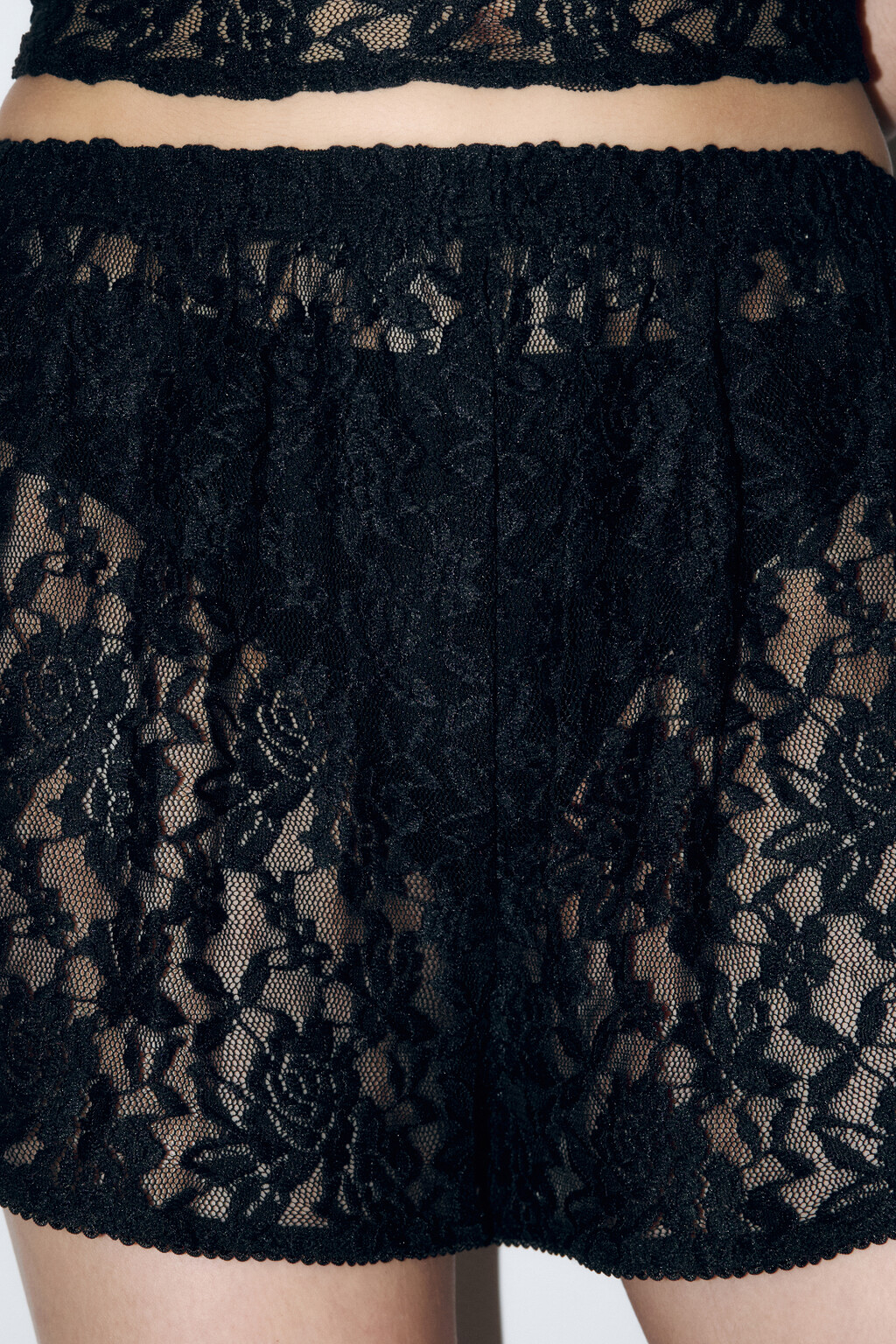 Шорты домашние кружевные - цвет черный - 5