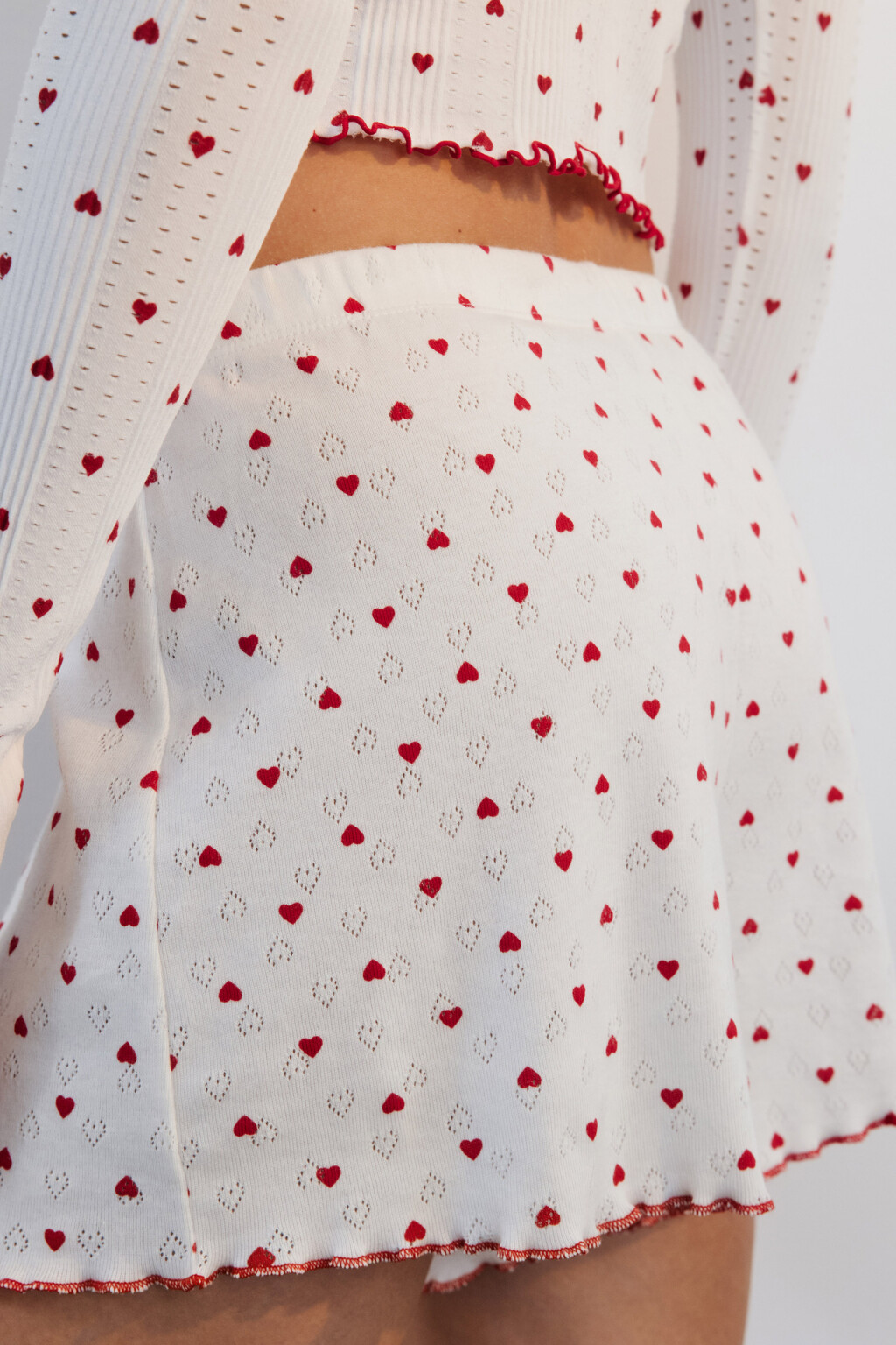 Шорты домашние хлопковые в сердечко - цвет красный - 6