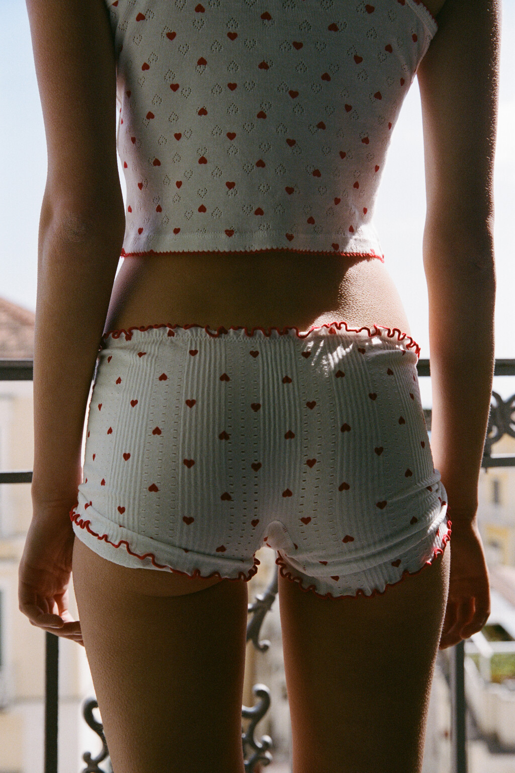 Шорты домашние бесшовные с принтом - цвет красный - 6