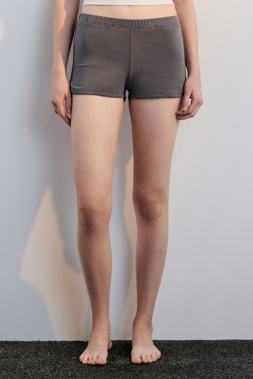 Шорты домашние из хлопкового трикотажа - цвет серый - 2