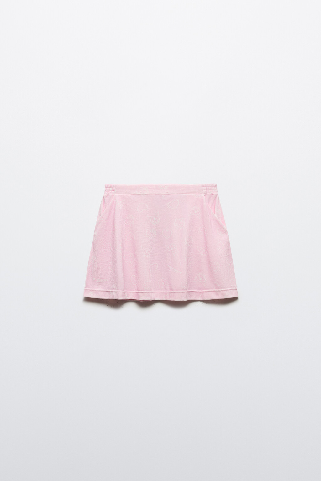 Юбка велюровая с принтом - цвет розовый - 8