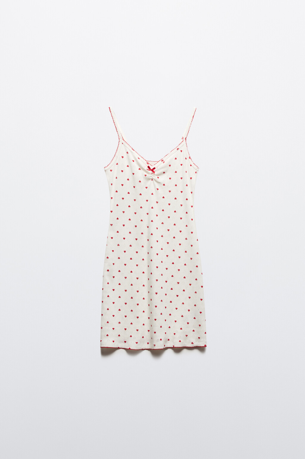 Платье домашнее хлопковое в сердечко - цвет красный - 8