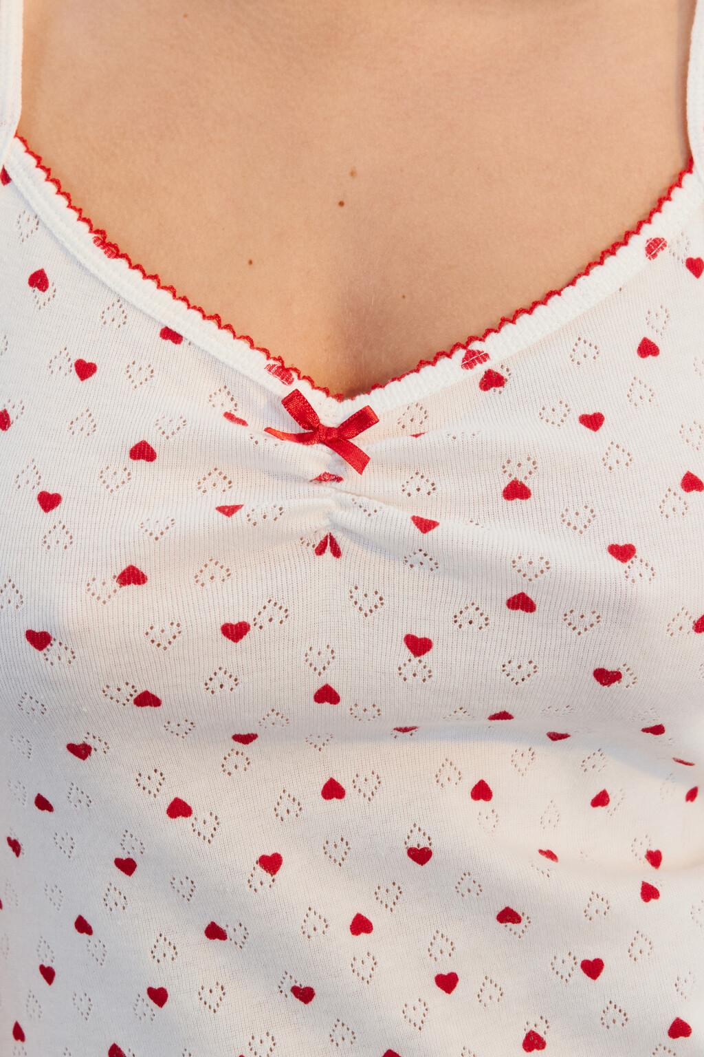 Платье домашнее хлопковое в сердечко - цвет красный - 6