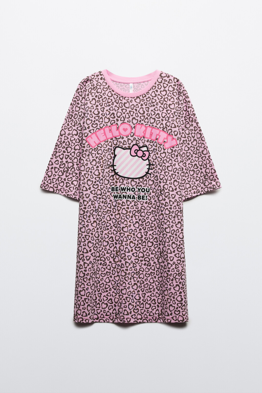 Платье-футболка домашнее с принтом - цвет розовый - 7