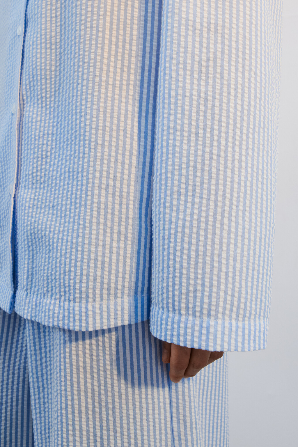 Рубашка домашняя из жатой ткани - цвет голубой - 7