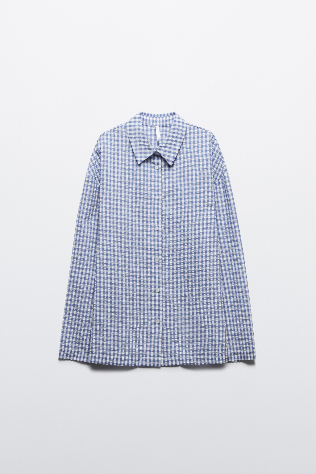 Рубашка домашняя из жатой ткани - цвет синий - 7