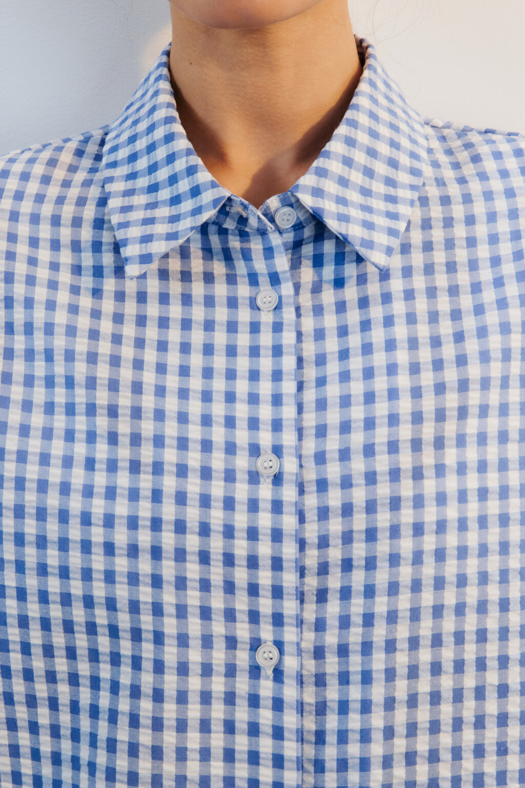 Рубашка домашняя из жатой ткани - цвет синий - 5