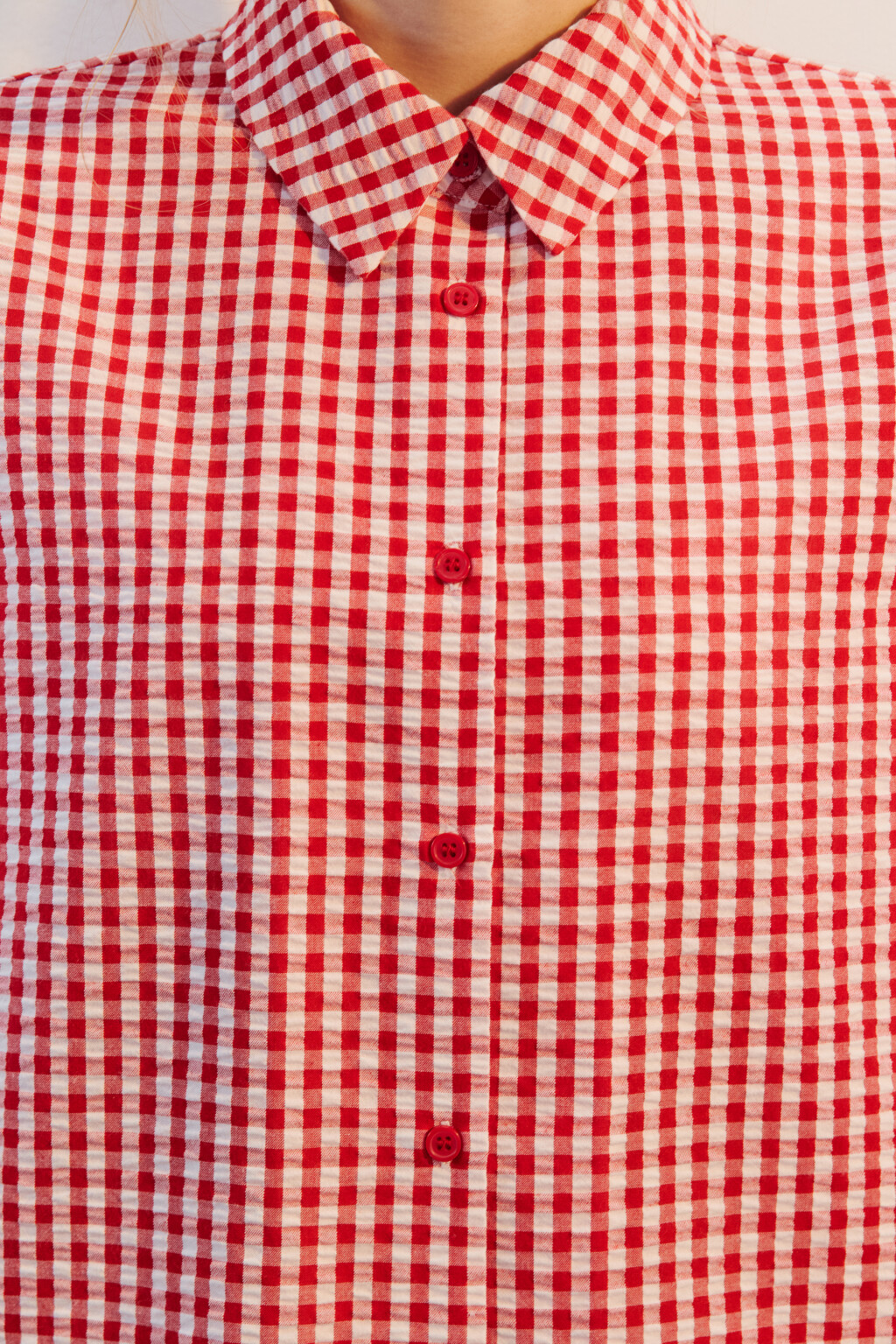 Рубашка домашняя из жатой ткани - цвет красный - 5