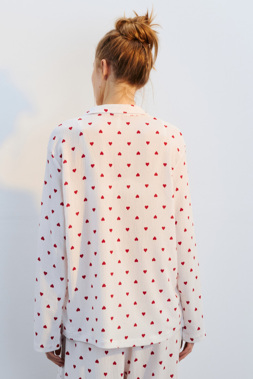Рубашка домашняя в сердечко - цвет красный - 3
