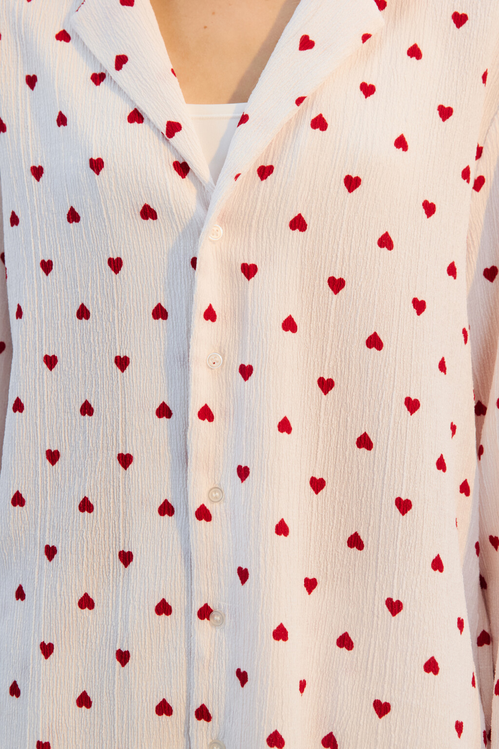 Рубашка домашняя в сердечко - цвет красный - 5