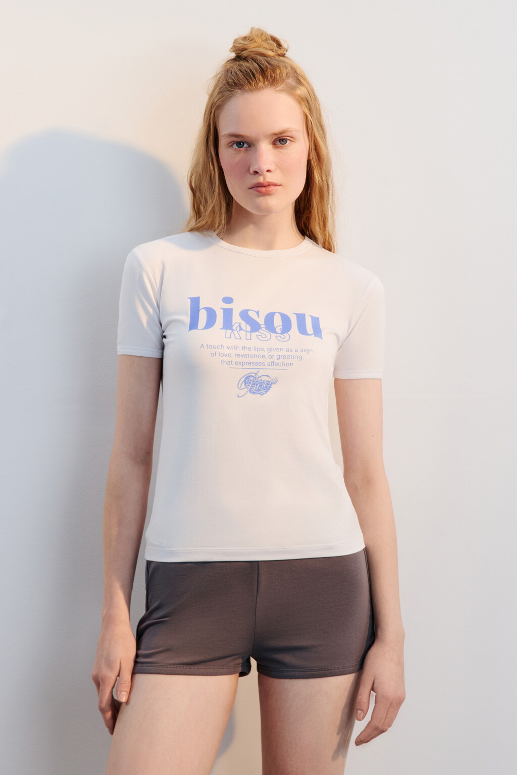 Футболка-топ домашняя с принтом - цвет синий - 2