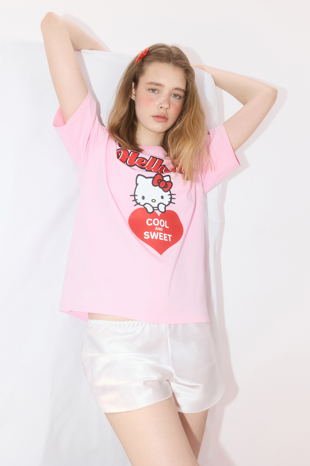 Футболка домашняя хлопковая с принтом - цвет розовый - 1